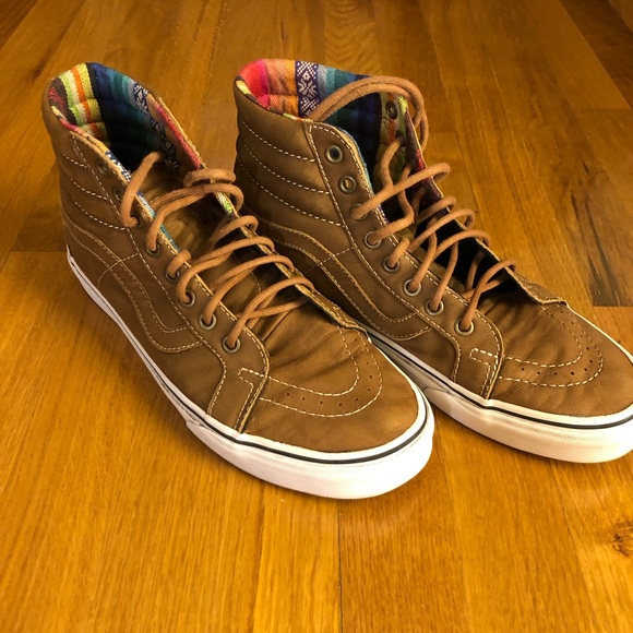 vans sk8 hi reissue leather brown